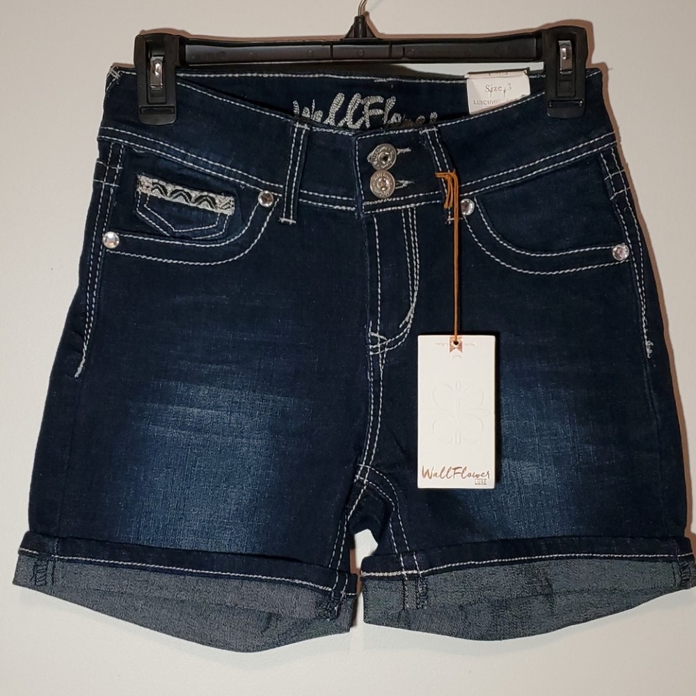 Wallflower Luxe Dark Midi Jean Shorts